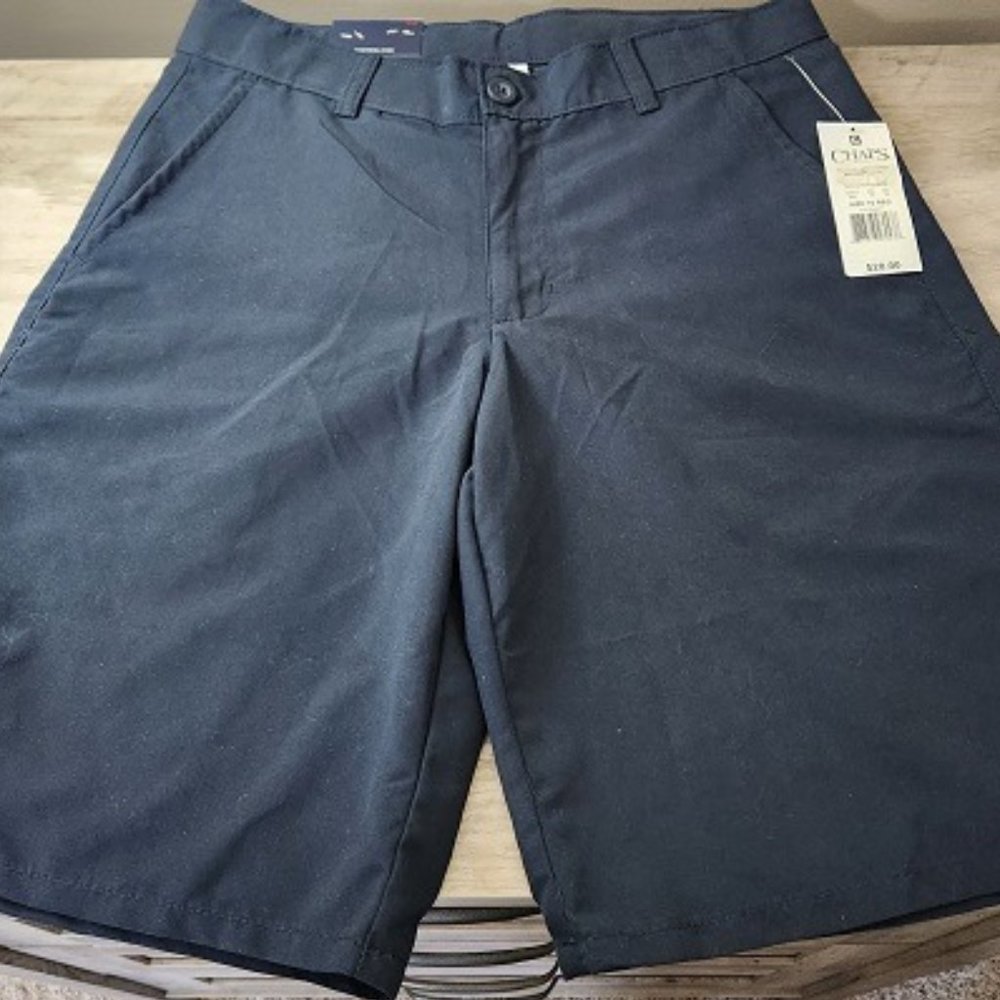 Chaps Navy Performance Shorts, Boys Size 16 Regular, Adjustable Waist, NWT